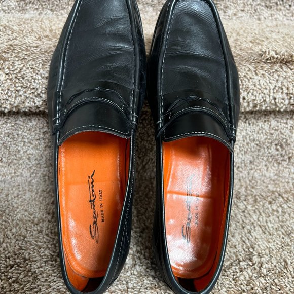 Santoni Men\'s Black Leather Casual Loafers Shoes Loafers main image 13